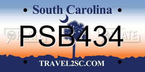PSB434 South Carolina License Plate