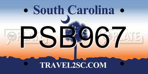 PSB967 South Carolina License Plate