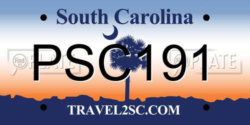 PSC191 South Carolina License Plate