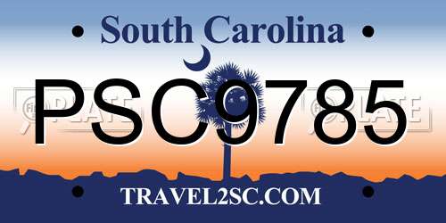 PSC9785 South Carolina License Plate