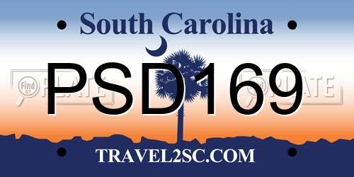 PSD169 South Carolina License Plate