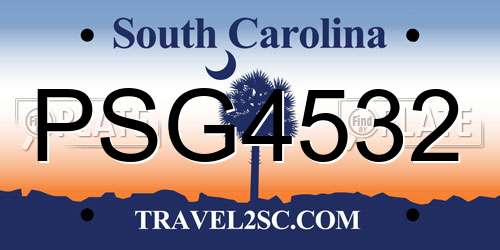 PSG4532 South Carolina License Plate