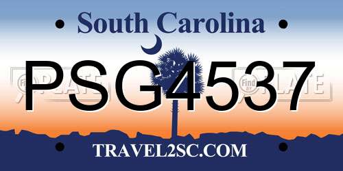 PSG4537 South Carolina License Plate