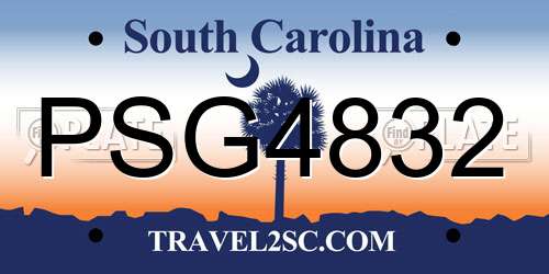 PSG4832 South Carolina License Plate