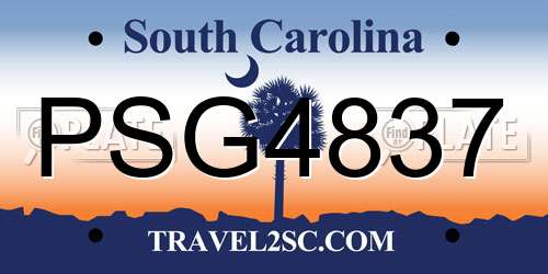 PSG4837 South Carolina License Plate