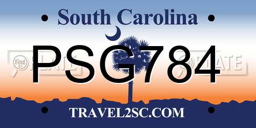 PSG784 South Carolina License Plate