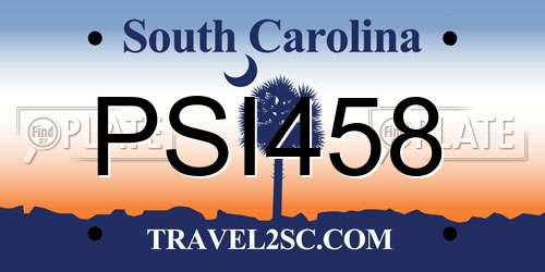 PSI458 South Carolina License Plate