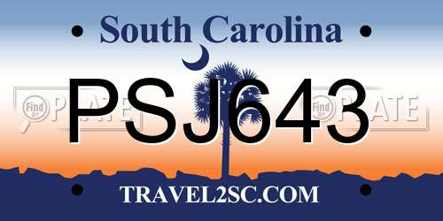 PSJ643 South Carolina License Plate