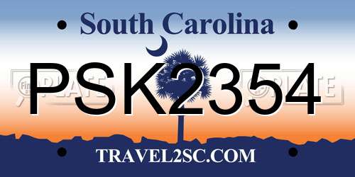 PSK2354 South Carolina License Plate