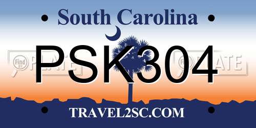PSK304 South Carolina License Plate