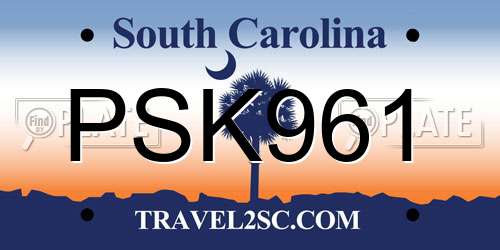 PSK961 South Carolina License Plate