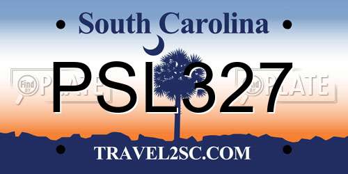 PSL327 South Carolina License Plate