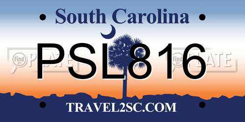 PSL816 South Carolina License Plate
