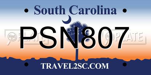 PSN807 South Carolina License Plate