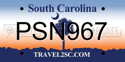 PSN967 South Carolina License Plate
