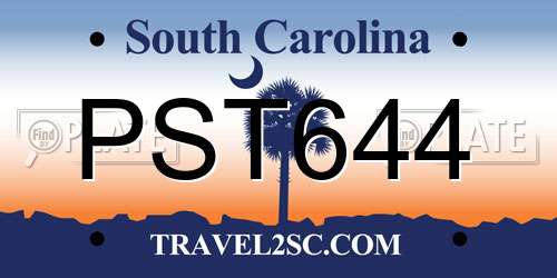PST644 South Carolina License Plate