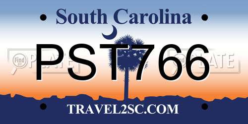 PST766 South Carolina License Plate