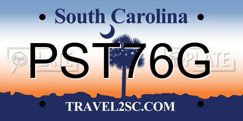PST76G South Carolina License Plate