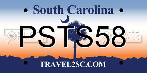 PSTS58 South Carolina License Plate
