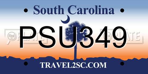 PSU349 South Carolina License Plate