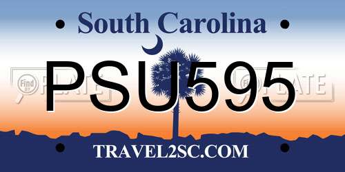 PSU595 South Carolina License Plate