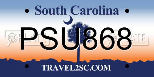 PSU868 South Carolina License Plate