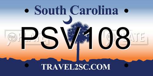 PSV108 South Carolina License Plate