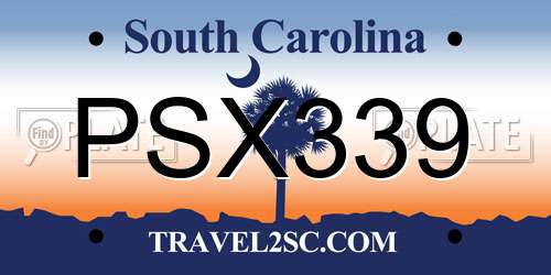 PSX339 South Carolina License Plate