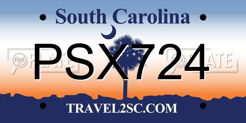PSX724 South Carolina License Plate