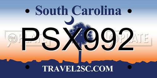 PSX992 South Carolina License Plate