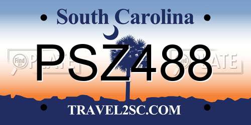 PSZ488 South Carolina License Plate