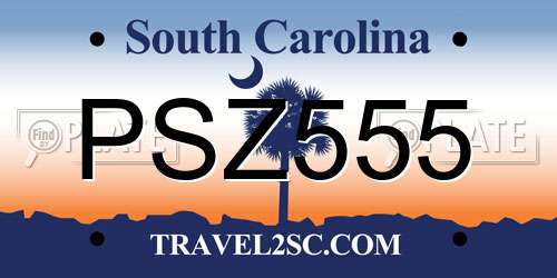 PSZ555 South Carolina License Plate