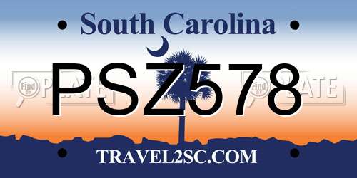 PSZ578 South Carolina License Plate
