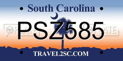 PSZ585 South Carolina License Plate