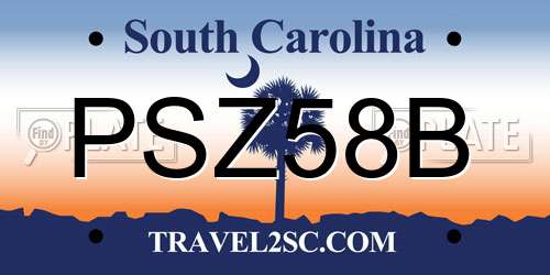 PSZ58B South Carolina License Plate