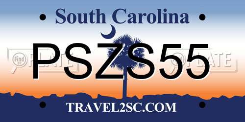 PSZS55 South Carolina License Plate