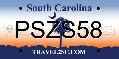 PSZS58 South Carolina License Plate