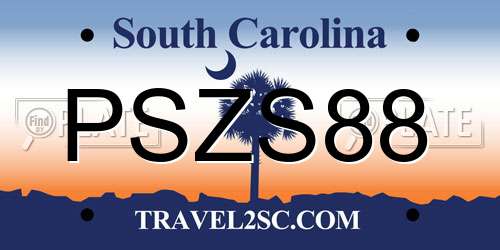 PSZS88 South Carolina License Plate