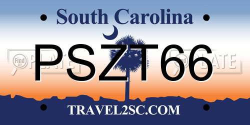 PSZT66 South Carolina License Plate