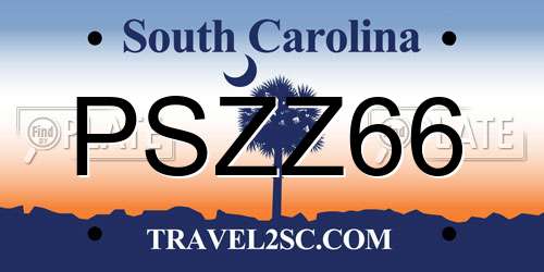 PSZZ66 South Carolina License Plate