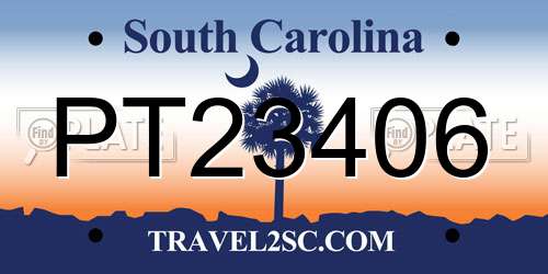 PT23406 South Carolina License Plate