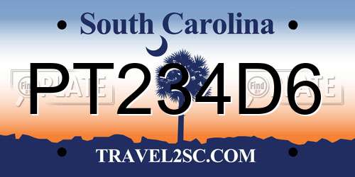 PT234D6 South Carolina License Plate