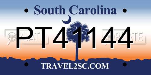 PT41144 South Carolina License Plate