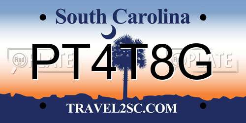 PT4T8G South Carolina License Plate