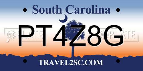 PT4Z8G South Carolina License Plate