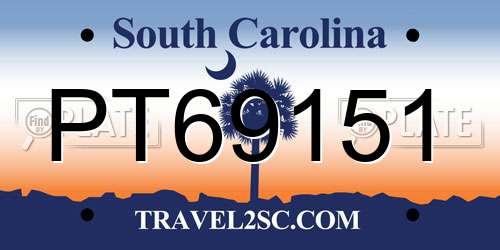 PT69151 South Carolina License Plate