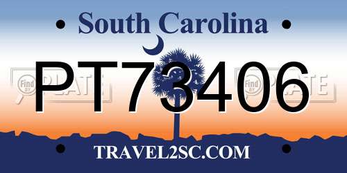 PT73406 South Carolina License Plate