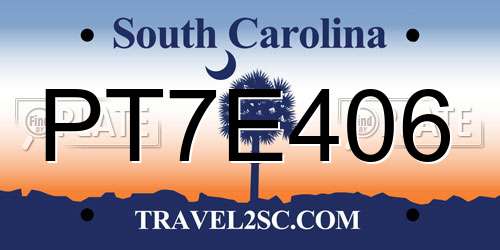 PT7E406 South Carolina License Plate