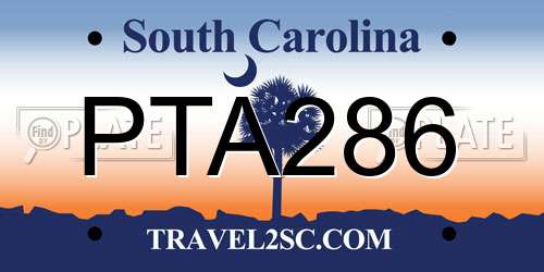 PTA286 South Carolina License Plate