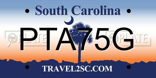 PTA75G South Carolina License Plate